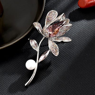 Nieuw Luxe Dames Design Exquise Modieus Elegant Elegante Charme Bloem Broche Jas Accessoires gray