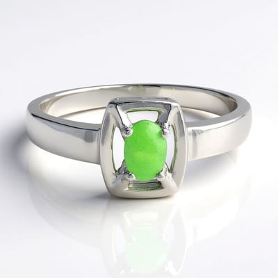 Cavill - Zilveren Herenring 925 Sterling - Keizerlijk Chrysopraas Ovaal Cabochon 0,28 ct - Luxe Groene Edelsteen Ring Maat 20