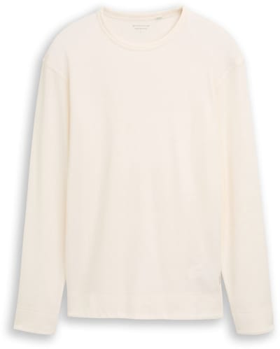 Tom Tailor - Shirt met lange mouwen en wafelstructuur - Maat M - Gardenia White
