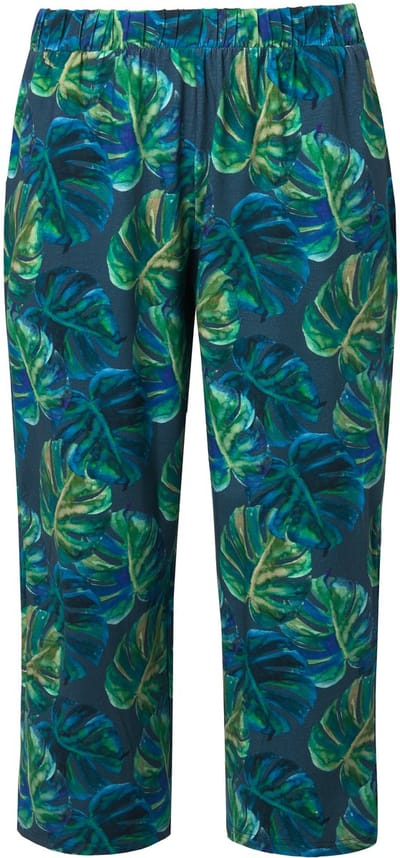 Ulla Popken - Dames - 7/8 jersey-broek patroon rechte pijpen - Marine - Maat 62+