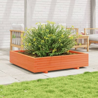 vidaXL - Plantenbak - 110x110x26,5 - cm - massief - grenenhout - wasbruin