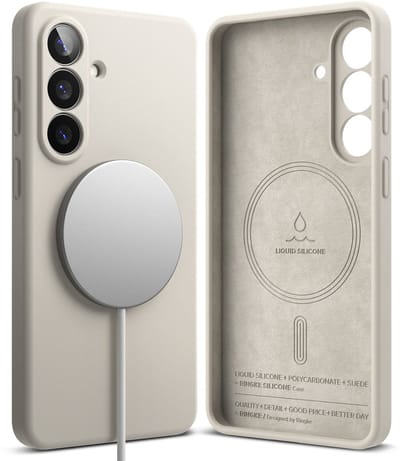 Ringke Silicone Magnetic Hoesje Geschikt voor Samsung Galaxy S26 Plus | Compatibel met MagSafe / Qi2 | Back Cover met Magneet | Zacht Siliconen | Slank Design | Grijs