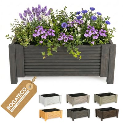 BOGATECO Houten Bloembak met Worteldoek 39x79x30 cm - Modulaire Plantenbak voor Tuin en Terras - 6 Kleuren Beschikbaar - Antraciet