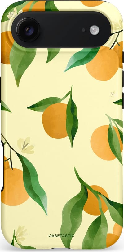 Casetastic hoesje geschikt voor Apple iPhone Air - MagSafe - Dubbellaagse bescherming - Bladrijke Sinaasappel - Fashion Case - Crème Olijfgroen Okergeel