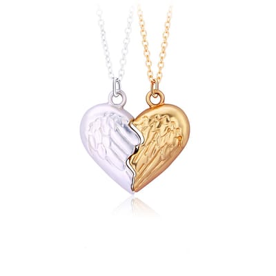 Bixorp Friends BFF Ketting voor 2 met Hart - Zilver & Goudkleurig - Magnetische Vriendschapsketting - Twee Helften Best Friends - Vriendschap Cadeau voor Twee