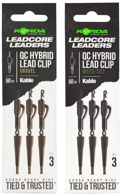 Kable Leadcore Leader Hybrid Lead Clip QC Swivel Korda