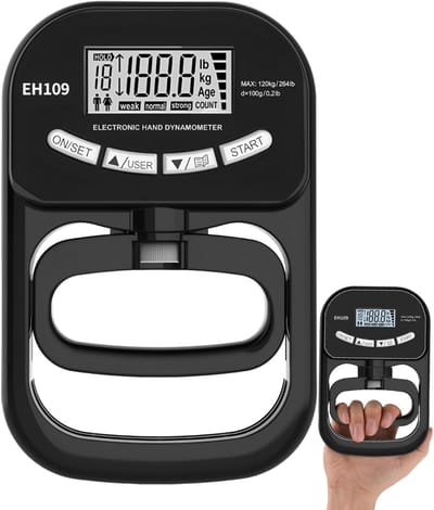 Elektronische gripdynamometer - Gripkrachtmeter - handtrainer - grip trainer - Gripdynamometer - Gripkrachtmeter tot 180 kg - Geschikt voor atleten en thuistraining - Kunststof - Zwart