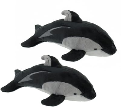 Cornelissen Pluche dolfijn knuffel - 2x - 23 cm - grijs - zeedieren - vissen - Dolfijnen