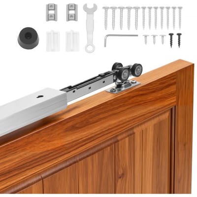 VEVOR Schuifdeurbeslagset 1135 mm, Schuifdeurrail met Softclose voor Soepel en Stil Glijden, Schuifdeursysteem voor enkele Deuren (25–45 mm Dik / 610 mm Breed), Aluminiumlegering