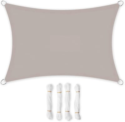 Zonnezeil - Schaduwdoek - 3 x 5 m - Waterdicht Zonnezeil - Rechthoekig - UV-bescherming 93% - Scheurbestendig Polyester - Zonwering voor Terras, Tuin & Balkon - Inclusief Bevestigingstouwen - Taupe - 300x500 cm - Waterafstotend Schaduwdoek