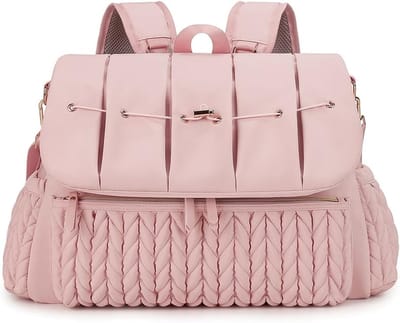VHV-Convertible Rugzak - Waterafstotende Verzorgingstas met Verschoonmatje - Multifunctionele Mummies-Tas met Schouderband - Stijlvolle Luiertas voor Onderweg - Roze