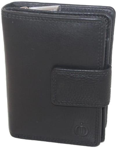 OI zwarte lederen ritsportemonnee voor veel pasjes / ruime herenportemonnee met groot ritsvak voor kleingeld / herenbeurs voor veel creditcards en contant geld / RFID SAFE / zwart / 162
