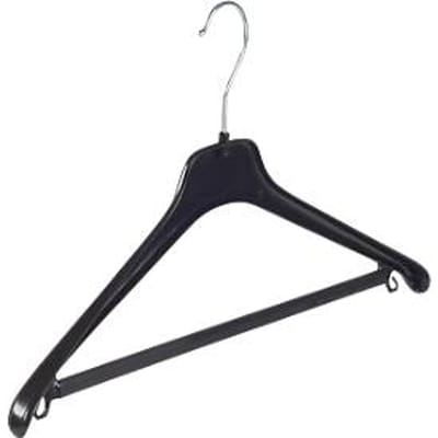 Kleerhanger HL 245 - met broekhouder - kunststof - L 450 mm - zwart - 10 stuks