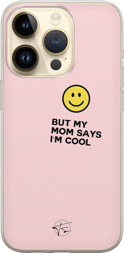 Hoesje geschikt voor iPhone 14 Pro - I'm cool quote - Soft Case - TPU - Tekst - Roze - Mooie Telefoonhoesjes