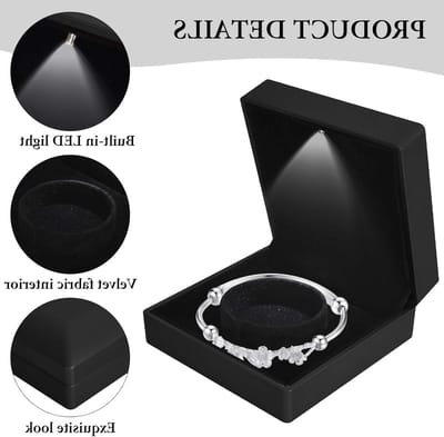 Elegante LED Verlicht Giftdoos voor Armbanden en Sieraden, Luxe Opbergdoos met Fluwelen Binnenkant en Interne Verlichting voor Trouwerij en Verloving