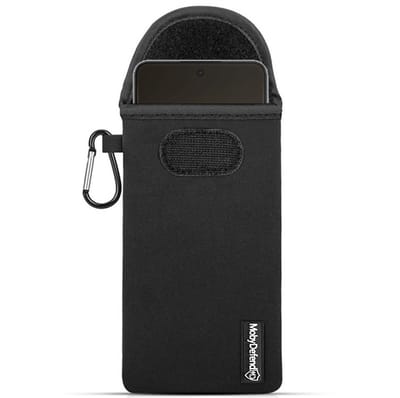 MobyDefend Hoesje - Geschikt voor OnePlus Nord CE 5 - Neopreen Pouch Met Karabijnhaak - Insteek - Riemlus - Zwart