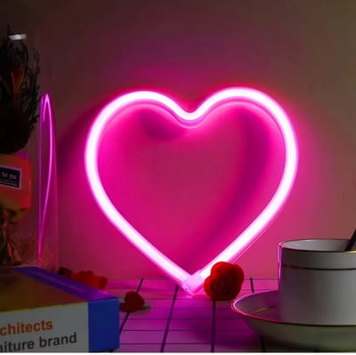 Roze USB LED Neon Licht Teken – Hartvormige Muurbevestiging – Sfeerverlichting voor Kerst, Valentijnsdag & Slaapkamer – Nachtlamp voor Bar en Woonkamer