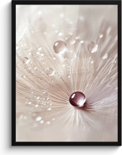 Poster in lijst - Fotolijst 60x80 cm - Posters - Bloem - Abstract - Wit - Water - Natuur - Posterlijst zwart - Decoratie - Wanddecoratie woonkamer - Muurdecoratie slaapkamer