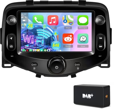 Hexinex - Autoradio Geschikt voor Toyota Aygo Citroën C1 & Peugeot 108 (2015–2020) - 2+64GB Carplay - DAB