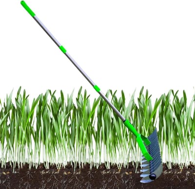 Strohark Staal - Tuinhark Verticuteerder - Gazon Onderhoud - Slijtvast Roestvrij Staal - 26.2 cm Breed - Groen
