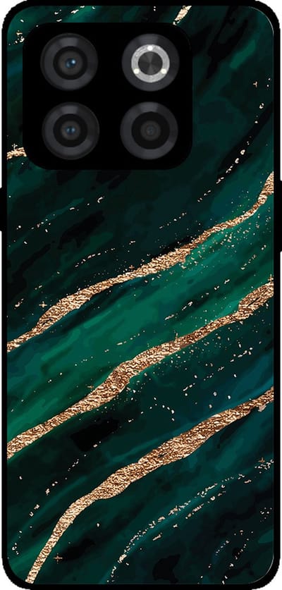 Smartphonica Telefoonhoesje Geschikt voor OnePlus 10T met marmer opdruk - TPU backcover case marble design - Groen Goud geschikt voor OnePlus 10T