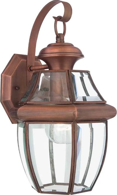 Quoizel LED Wand Buitenlamp Newbury | 1X E27 Max 60W | IP44 | Dimbaar | Lacquered Aged Copper