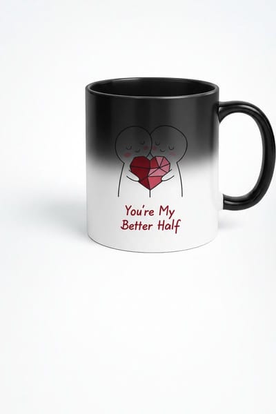 Magische Mok 'You're My Better Half' - Romantisch Kleurveranderend Liefdescadeau voor Koppel