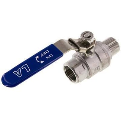 Buiten x Binnendraad R/Rp 3/4 inch PN 63 2-Weg RVS Kogelkraan - BL2SH-M-63-MF-034