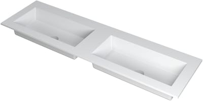 INK Kraft wastafel - 160x45x1cm - 2 wasbakken - 0 kraangaten - wit mat