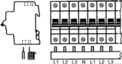 ABB 2CDL240101R1060 PS4/60 faserail 4-pins, 60-pins, 10 mm2 Phase busbar Grijs 10 mm² 63 A 1 stuk(s)