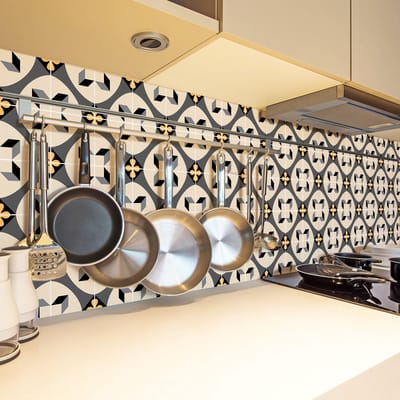 Zelfklevende tegelmuurstickers voor keuken en badkamer - 24 tegelstickers, Azulejos Radinon design - 24 stickers, 20x20cm