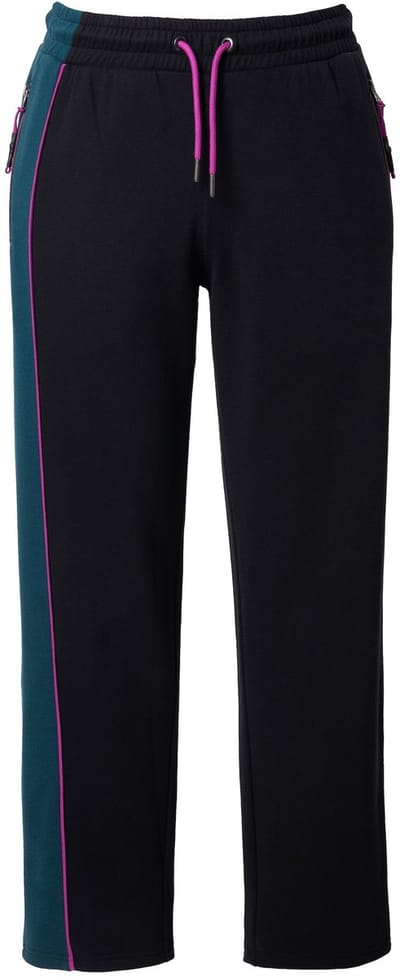 Ulla Popken - Dames - Joggingbroek colorblocking ritszakken - Zwart - Maat 50+