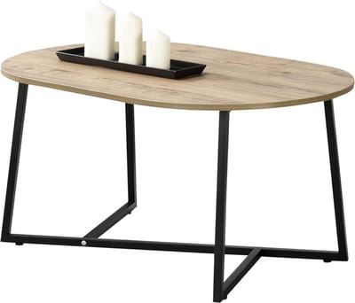 Salontafel - Koffietafel - Woonkamer Inrichten - Metaal en Spaanplaat - 100x60x47 cm - Zwart Eiken