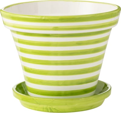J-Line bloempot Granada Stripes Handmade + Painted - keramiek - groen - extra large - Ø 50 cm
