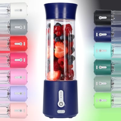 Smoothie Maker Blender To Go - Blender voor Smoothies - Gezond Onderweg - USB-C Oplaadbaar - 500ml - Donker Blauw