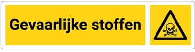 Gevaarlijke stoffen deurbordje met zelfklevende strip | Forex Re materiaal | 20 x 5 cm