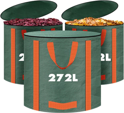 Unyqoos® Grote herbruikbare tuinafvalzakken met deksel en handgrepen voor eenvoudig tuinonderhoud