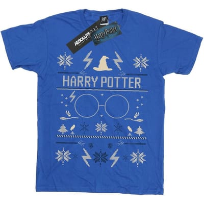 Harry Potter Jongens Kerstpatroon T-shirt (Koningsblauw)