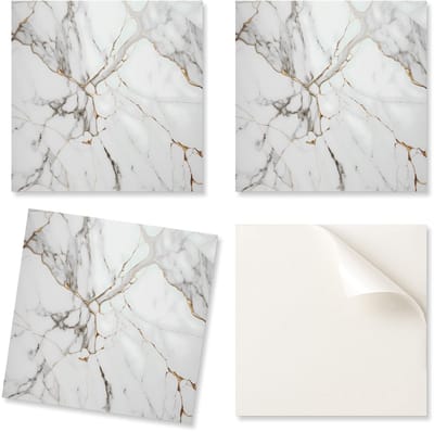 Set zelfklevende vinyltegels met patroon voor de slaapkamer, elegant marmerpatroon, 20x20x20 cm