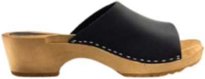 Houten sandalen met nubuck leren upper - Mat Zwart - maat 37