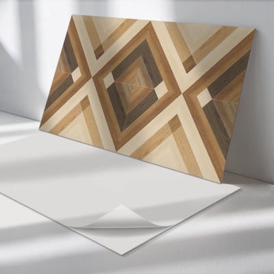 Wallfluent Vinyl Wandpaneel - Geometrisch geruit patroon Vinyl Wandbekleding - 100 cm x 50 cm - Bruin PVC wandpaneel - 1 stuk - Rechthoekig Wandbekleding Vinyl - Texturen Wandpaneel - Zelfklevend Muurpaneel - Wandpaneel Keuken en Badkamer