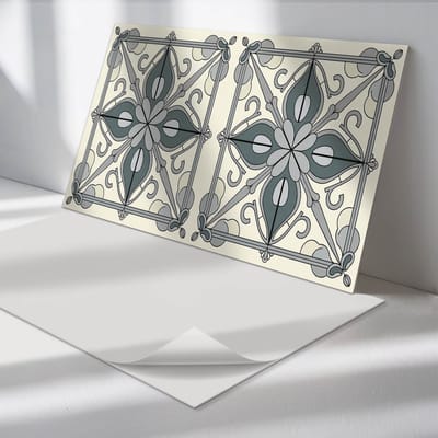 Wallfluent Vinyl Wandpaneel - Bloemenpatroon met ornamenten Zelfklevend Muurpaneel - 100 cm x 50 cm - Grijs Vinyl Wandpaneel - 1 stuk - Rechthoekig Wandbekleding Vinyl - Texturen Wandpaneel - Vinyl Wandbekleding - Wandpaneel Keuken en Badkamer