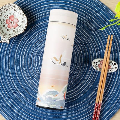 Thermos en Acier Inoxydable 500ML Mug à Café Thé Style Classique Chinois Bouteille d'Eau Avec Filtre Tasse Thermique Magnifique Motif 500ML