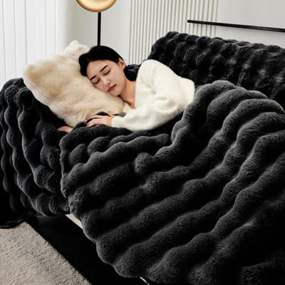 Lichte Luxe Stijl Konijn Pluche Bankovertrek Deken Winter Verdikt Bubble Velvet Bankhanddoek Effen Kleur Bankovertrek 180*260cm