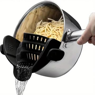 1 stuks Verstelbaar Siliconen Clip-On Vergiet voor Potten, Pannen en Kommen - Handheld Afdruiprek voor Noedels, Pasta
