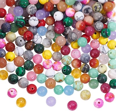 200 Stuks Gemstone Steentjes, Gemengde 8mm Ronde Kralen voor Armbanden, Kettingen en Oorbellen Maken