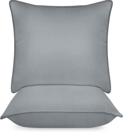 Famanu Bedding Premie Kussen (Set van 2), 60 x 60 cm Beddenkussens, Zachte Stof met Holle Vezelvulling (Grijs)