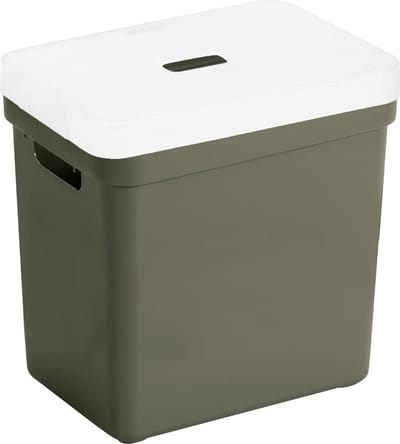 Sunware Opbergboxen met transparante deksel - 1x stuks - kastmanden - donkergroen - 25 liter - kunststof - 35 x 25 x 36 cm - Opbergers