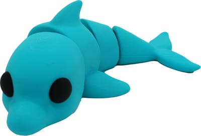 Flexibele dolfijn beeld – Decoratief beeld - Turqouise - 3d geprinte beeld – Unieke woondecoratie - 25CM