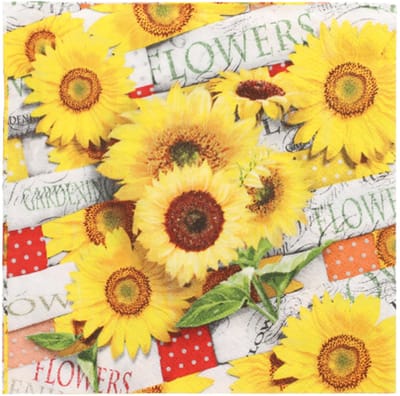 10x 20 Servetten 3-laags 1/4 vouw 33 cm x 33 cm Sunflower Field